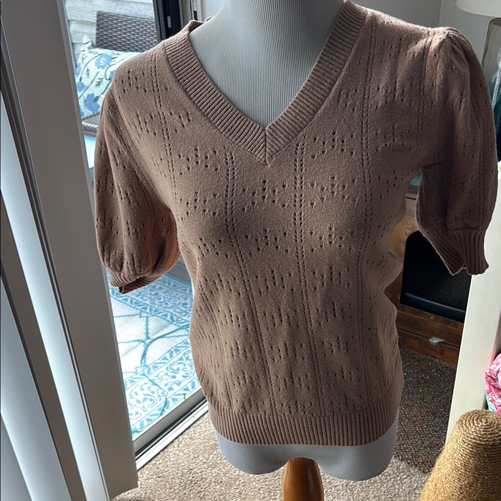 Women's V-Neck Brown Sweater